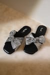 Shop_Miraki_Gray Bow Slide Flats _at_Aza_Fashions
