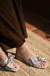 Miraki_Gold Champagne Bow Slide-in Flats _Online_at_Aza_Fashions