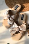 Shop_Miraki_Gold Champagne Bow Slide-in Flats _at_Aza_Fashions