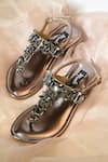 Miraki_Silver Crystals, Stones Embellished Gun Metal Heels _Online_at_Aza_Fashions