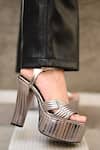 Buy_Miraki_Silver Block Heels With Stitching Details _Online_at_Aza_Fashions