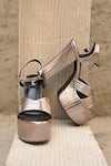 Buy_Miraki_Silver Block Heels With Stitching Details 