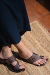 Miraki_Brown Printed Slide In Flats _Online_at_Aza_Fashions