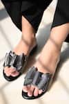 Buy_Miraki_Black Double Bow Gun Metal Flats _at_Aza_Fashions