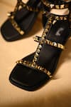 Buy_Miraki_Black Studs Gold Studded Heels With Ankle Straps _Online_at_Aza_Fashions