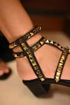 Buy_Miraki_Black Studs Gold Studded Heels With Ankle Straps _Online