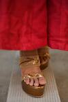 Buy_Miraki_Gold Beads Dual Strap Handwork Wedges _at_Aza_Fashions