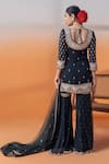 Shop_RAJ ARORA_Blue Organza, Lycra Embroidery, Navy Kundan And Mirror Embellished Kurta Set _at_Aza_Fashions