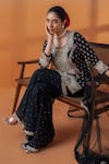 Shop_RAJ ARORA_Blue Organza, Lycra Embroidery, Navy Kundan And Mirror Embellished Kurta Set _Online_at_Aza_Fashions