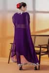Shop_RAJ ARORA_Purple Cut Work Round Neck Crepe And Organza Embellished Set _at_Aza_Fashions