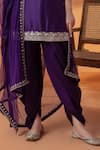 Buy_RAJ ARORA_Purple Organza, Net Crystals, Sequins Round Neck Dapka Embellished Dhoti Set _Online_at_Aza_Fashions