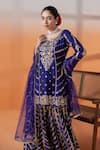 RAJ ARORA_Purple Crepe, Net Sequins, Pearls, Crystals Zardosi Gharara Set With Dupatta _at_Aza_Fashions