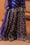 Buy_RAJ ARORA_Purple Crepe, Net Sequins, Pearls, Crystals Zardosi Gharara Set With Dupatta 