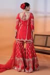 Shop_RAJ ARORA_Red Crepe, Net Sequins, Pearls, Crystals, Silk Gharara Set With Dupatta _at_Aza_Fashions