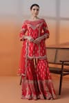 Buy_RAJ ARORA_Red Crepe, Net Sequins, Pearls, Crystals, Silk Gharara Set With Dupatta _at_Aza_Fashions