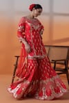 Buy_RAJ ARORA_Red Crepe, Net Sequins, Pearls, Crystals, Silk Gharara Set With Dupatta _Online_at_Aza_Fashions