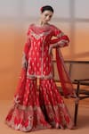 RAJ ARORA_Red Crepe, Net Sequins, Pearls, Crystals, Silk Gharara Set With Dupatta _at_Aza_Fashions