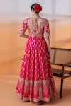 Shop_RAJ ARORA_Pink Silk Mirrors, Zari, Sequins V-neck Hot Gota Patti Anarkali Set _at_Aza_Fashions