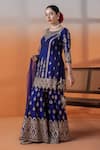 RAJ ARORA_Purple Georgette, Net Embroidery, Sequins, Crystals Silk Applique Sharara Set _Online_at_Aza_Fashions