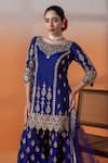 Buy_RAJ ARORA_Purple Georgette, Net Embroidery, Sequins, Crystals Silk Applique Sharara Set _Online_at_Aza_Fashions