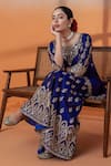 Shop_RAJ ARORA_Purple Georgette, Net Embroidery, Sequins, Crystals Silk Applique Sharara Set _Online_at_Aza_Fashions