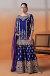 Buy_RAJ ARORA_Purple Georgette, Net Embroidery, Sequins, Crystals Silk Applique Sharara Set _at_Aza_Fashions