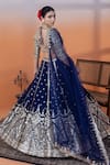 Shop_RAJ ARORA_Blue Taffeta, Net Sequins, Navy Applique And Cut Dana Embellished Lehenga Set _at_Aza_Fashions