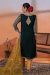 Shop_RAJ ARORA_Green Georgette Sequins Round Neck Bottle Jora Set _at_Aza_Fashions