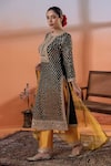 Buy_RAJ ARORA_Green Georgette Sequins Round Neck Bottle Jora Set _Online_at_Aza_Fashions