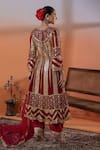 Shop_RAJ ARORA_Red Net Embroidery, Zari Round Neck Dori And Gota Embellished Kurta Set _at_Aza_Fashions
