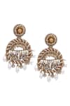 Shop_Vaidaan_Gold Plated Pearls, Beads Antique And Silver Sidra Earrings _at_Aza_Fashions