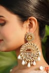 Buy_Vaidaan_Gold Plated Pearls, Beads Antique And Silver Sidra Earrings _at_Aza_Fashions