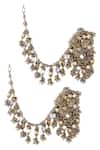 Shop_Vaidaan_Pearls, Beads Antique Gold And Silver Mohita Earrings _at_Aza_Fashions