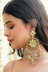 Buy_Vaidaan_Gold Plated Pearls, Beads Gul Antique And Silver Earrings _at_Aza_Fashions
