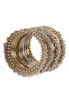 Shop_Vaidaan_Silver Plated Pearls, Beads Antique Gold Bina Bangle Set _at_Aza_Fashions