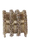Buy_Vaidaan_Silver Plated Pearls, Beads Antique Gold Bina Bangle Set _at_Aza_Fashions