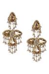 Shop_Vaidaan_Gold Plated Beads, Pearls Antique And Silver Erra Earrings _at_Aza_Fashions