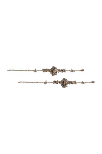 Shop_Vaidaan_ Antique Gold And Silver Designer Bajuband _at_Aza_Fashions