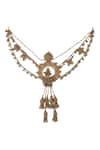 Shop_Vaidaan_Silver Beads, Pearls Antique Gold Embellished Hair Accessory _at_Aza_Fashions