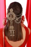 Buy_Vaidaan_Silver Beads, Pearls Antique Gold Embellished Hair Accessory _at_Aza_Fashions