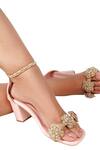 Shop Vaidaan Pink Pearls, Beads Carnation Embellished Heels at Aza Fashions Shop_Vaidaan_Pink Pearls, Beads Carnation Embellished Heels _at_Aza_Fashions