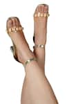 Buy_Vaidaan_Gold Beads, Pearls Faux Leather Brinda Heels _at_Aza_Fashions