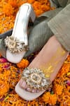 Buy_Vaidaan_Brown Pearls, Beads Shirodha Faux Leather Heels _at_Aza_Fashions
