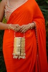 Buy_Vaidaan_Gold Pearls, Beads Nora Designer Handbag _at_Aza_Fashions
