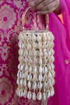 Buy_Vaidaan_White Pearls, Beads Designer Faux Leather Handbag _at_Aza_Fashions