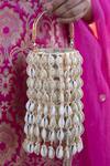 Shop_Vaidaan_White Pearls, Beads Designer Faux Leather Handbag _at_Aza_Fashions