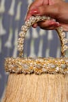 Vaidaan_White Pearls, Beads Designer Lola Bag With Embellishments _Online_at_Aza_Fashions