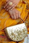 Shop_Vaidaan_Gold Pearls, Beads Designer Clutch Bag _at_Aza_Fashions