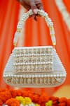 Vaidaan_Beige Beads Designer Mallika Clutch _Online_at_Aza_Fashions
