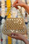 Shop_Vaidaan_Gold Mirrors, Beads Designer Umika Clutch Bag _at_Aza_Fashions